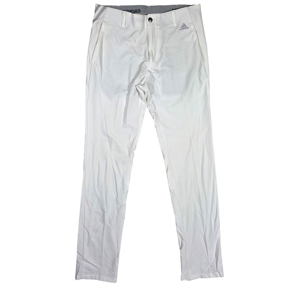 Adidas Mens White Golf Pants 30x32 Stretch Performance Trousers Sport Athleisure
